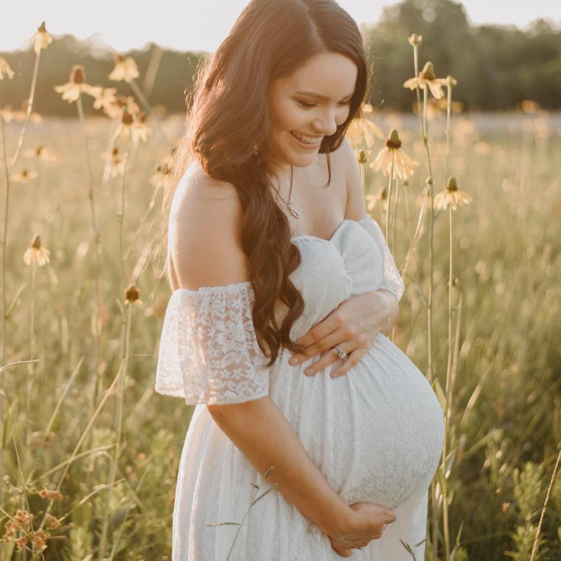 Maternity Wear - Pregnant Women Off Shoulder Ruffle Sleeve