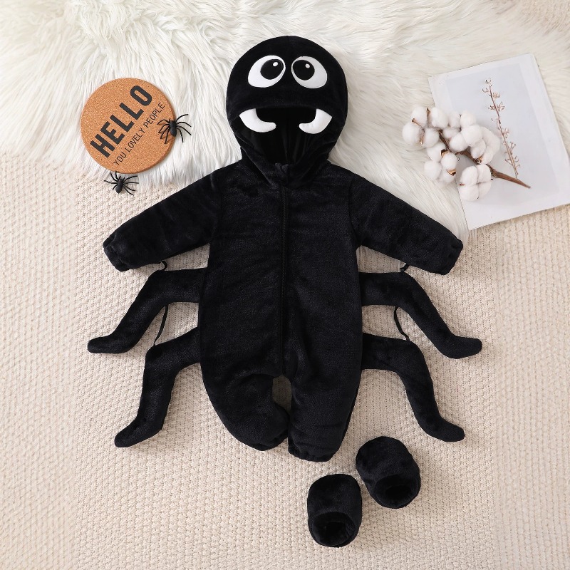 Newborn Baby Black Spider Romp - Cotton Baby Onesies Zipper ulasan dan harga